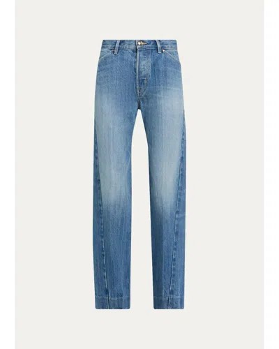 Rùadh The Bijou Twisted Straight-leg Ankle Jeans In Blue