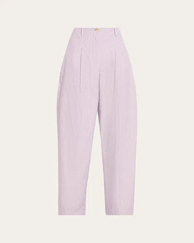 Rùadh The Dean Pinstripe Organic Cotton Pants In Red