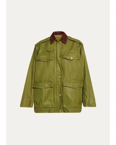 Rùadh The Ettienne Contrast Collar Utility Jacket In Green