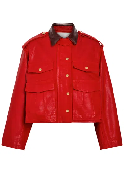 Rùadh The Henderson Leather Collar Waxed Canvas Jacket In Transparent