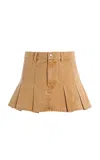 Rùadh The Kenna Pleated Cotton Mini Skirt In Khaki