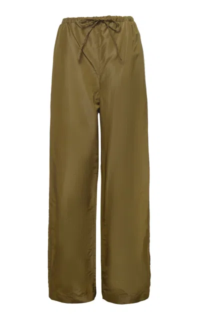 Rùadh The Mairi Silk Wide-leg Pants In Green