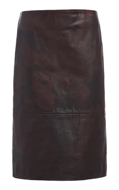 Rùadh The Nova Leather Midi Skirt In Brown