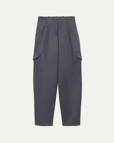Rùadh The Russel Pleated Wool Barrel Pants In Blue