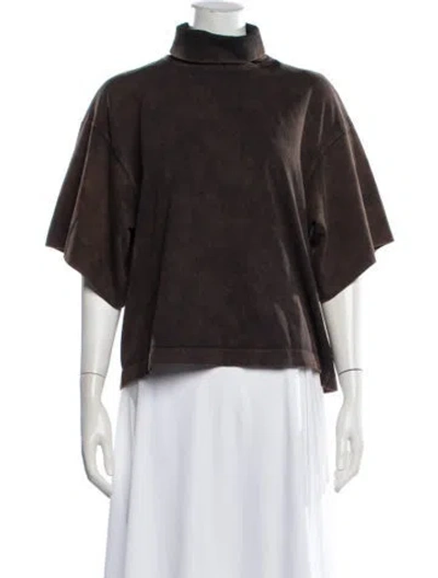 Pre-owned Rùadh Turtleneck Short Sleeve Top In Brown