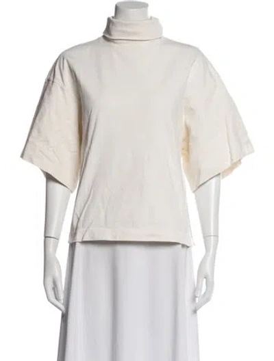 Pre-owned Rùadh Turtleneck Short Sleeve Top In White