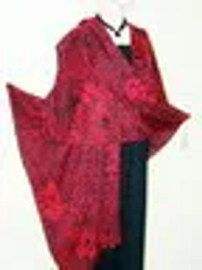 Pre-owned Ruana Cape Coat Tiger Print Italian Wool Cashmere & Angora Red Maya Matazaro In Red Black Multi-color