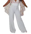Rubber Ducky Lace Cape Wide Leg Jumpsuit In Ivory In Multi