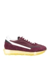 Rubber Soul Man Sneakers Burgundy Size 10 Soft Leather, Textile Fibers In Red