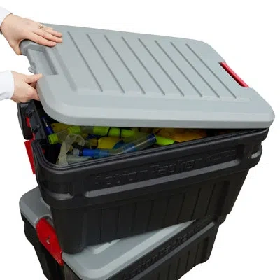 Rubbermaid Action Packer Heavy Duty Storage Totes With Lids In Black