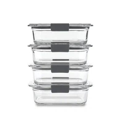 Rubbermaid Brilliance Glass Food Storage Containers With Lids, 3.2 Cup, 4 Pack (8 Pieces Total) In Gray