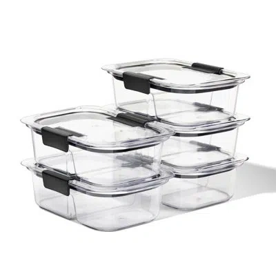 Rubbermaid Brilliance Meal Prep Containers Set, 2-compartment, 2.85 Cup, 5-pack In Black;clear