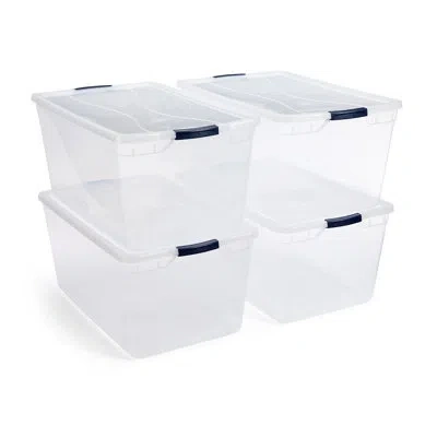 Rubbermaid Cleverstore Clear 95 Qt Plastic Storage Bins With Lids, 4-pack