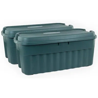 Rubbermaid Ecosense 54 Gal Recycled Plastic Storage Bins With Lids, 2-pack, Eco-green