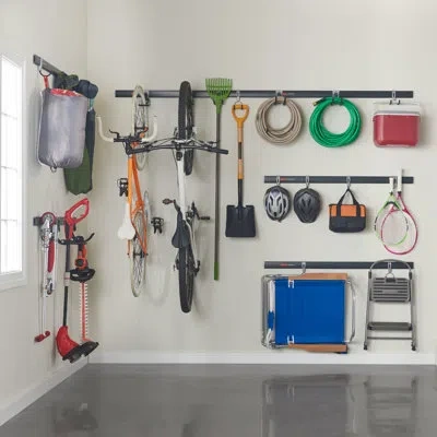 Rubbermaid Garage Fasttrack Rail 24-piece Xl Kit, Black/grey In Multi