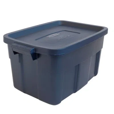 Rubbermaid Roughneck Storage Totes With Lids In Dark Indigo Metallic