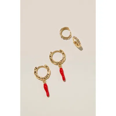 Rubi Shoes 2pk Mid Earring In Gold Plated Chilli