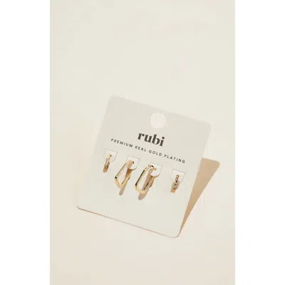 Rubi Shoes 2pk Mid Earring In Gold Plated Rectangle