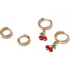 Rubi Shoes 2pk Mid Earring In Up Gold Cherry Pearl
