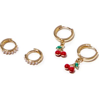 Rubi Shoes 2pk Mid Earring In Up Gold Cherry Pearl