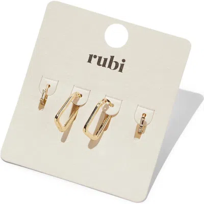 Rubi Shoes 2pk Mid Earring In Up Gold Rectangle