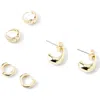 Rubi Shoes 3pk Mid Earring In Gold Plated Dia Tear Drop