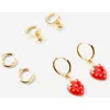Rubi Shoes 3pk Mid Earring In Gold Plated Red Enamel