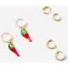 Rubi Shoes 3pk Mid Earring In Gold Plated Red Glass Chilli
