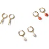 Rubi Shoes 3pk Mid Earring In Up Gold Red Evil Eye Sardine