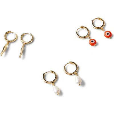 Rubi Shoes 3pk Mid Earring In Up Gold Red Evil Eye Sardine