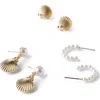 Rubi Shoes 3pk Mid Earring In Up Mix Pearl And Shell