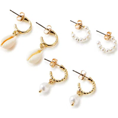Rubi Shoes 3pk Mid Earring In Up Shell Gold