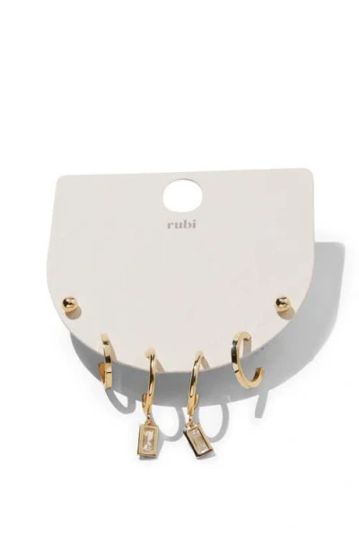 Rubi Shoes 3pk Small Earring In Up Gold Diamante