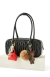 Rubi Shoes Bag Charm In Brown Bear Pom Pom