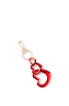 Rubi Shoes Bag Charm In Triple Red Metallic Hearts