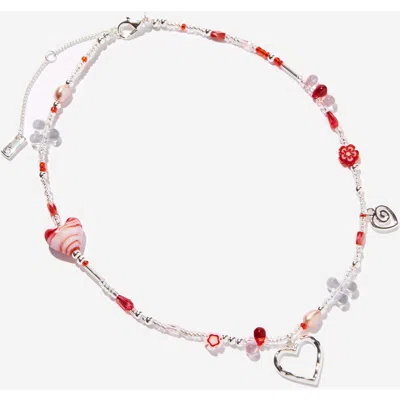 Rubi Shoes Beaded Necklace In Silver Plated Glass Eclectic