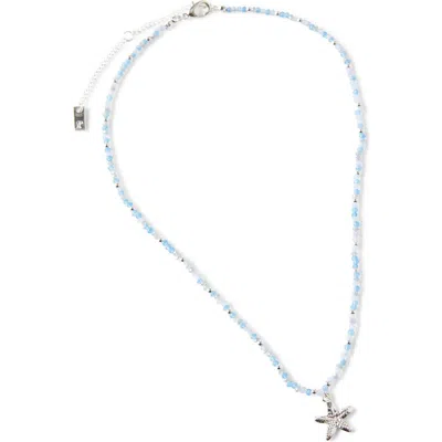 Rubi Shoes Beaded Necklace In Up Blue Beading Silver