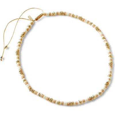 Rubi Shoes Beaded Necklace In Up Ivory Gold Disc Beads