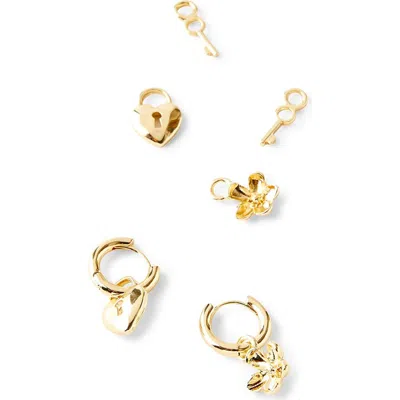 Rubi Shoes Charm Huggie Set In Up Heart Floral Multi Charm