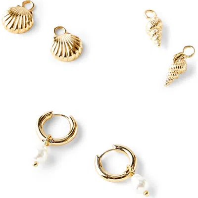 Rubi Shoes Charm Huggie Set In Up Summer Charm Gold