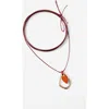 Rubi Shoes Cord Pendant Necklace In Burgundy Cord Brown Stone