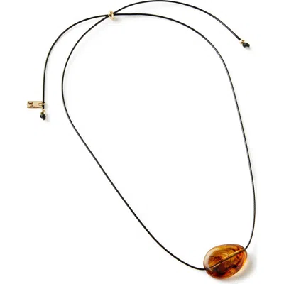 Rubi Shoes Cord Pendant Necklace In Up Brown Oblong Resin