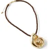 Rubi Shoes Cord Pendant Necklace In Up Statement Shell Brown