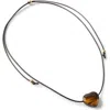 Rubi Shoes Cord Pendant Necklace In Up Tiger Eye Glass Heart