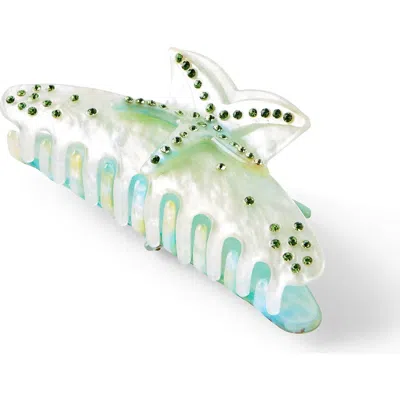 Rubi Shoes Gia Hair Claw In Green Diamante Starfish