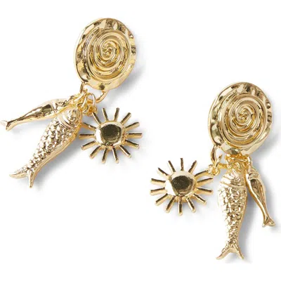Rubi Shoes Mid Charm Earring In Up Gold Swirl Sardine Multi
