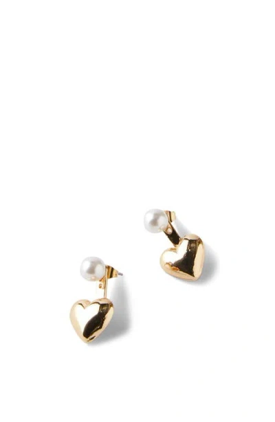 Rubi Shoes Mid Hoop Earring In Up Gold Pearl Heart
