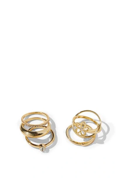Rubi Shoes Multipack Rings In Up Gold Flower