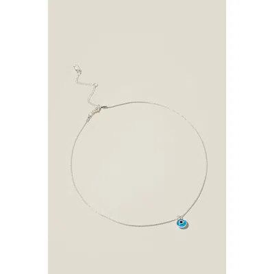 Rubi Shoes Pendant Necklace In Silver Plated Glass Evil Eye