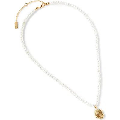 Rubi Shoes Pendant Necklace In Up Gold Sun Pearl